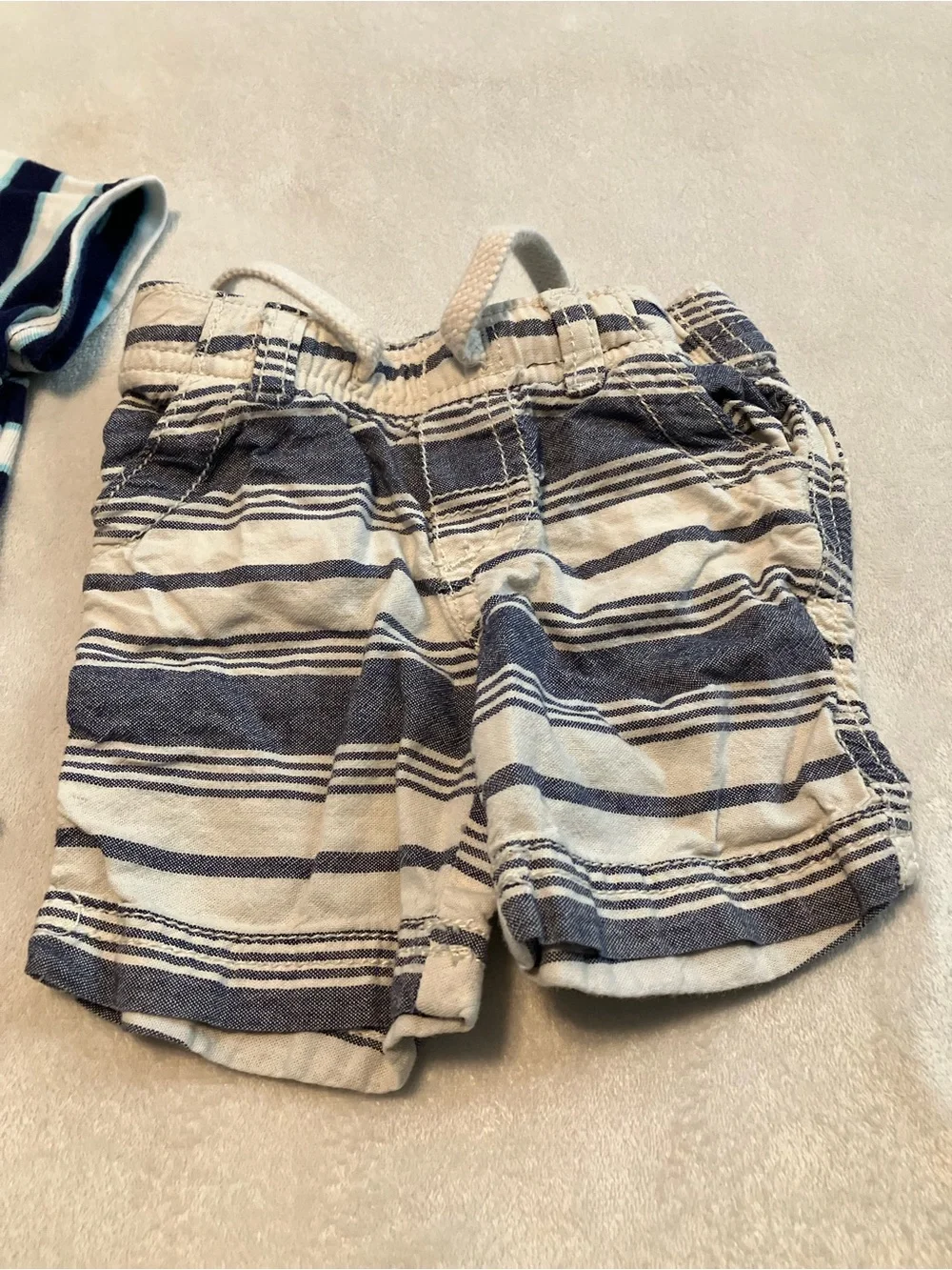 Old Navy Navy and White Striped Bodysuit with Matching Shorts